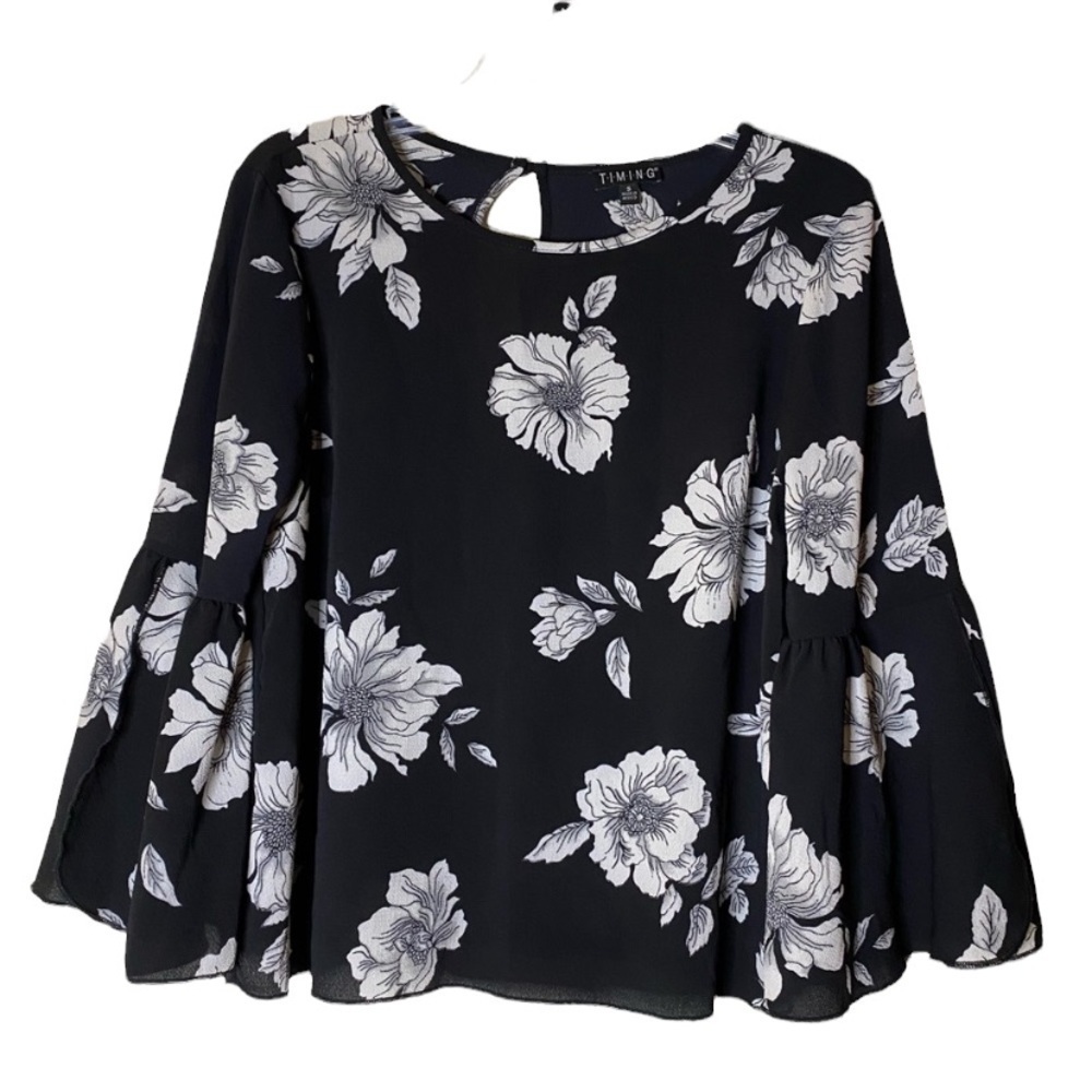 Timing Black / White Flower Top Size Small